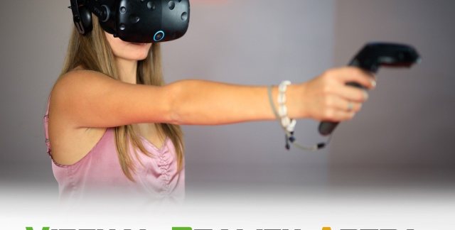 W woman with a virtual ralisty headset