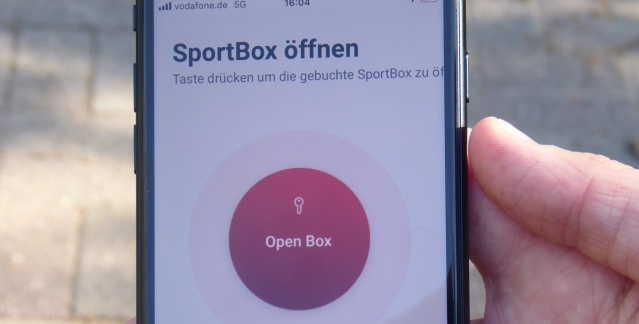 SportBox-App zeigt an, dass die Box aufgesperrt ist